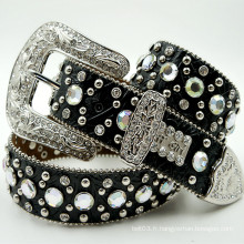 Ceinture en cuir strass cristal ouest